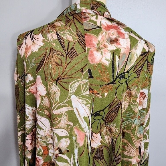 Attitudes by Renee Size 3X Kimono Cardigan with Pockets Green Floral Fall - Picture 6 of 16